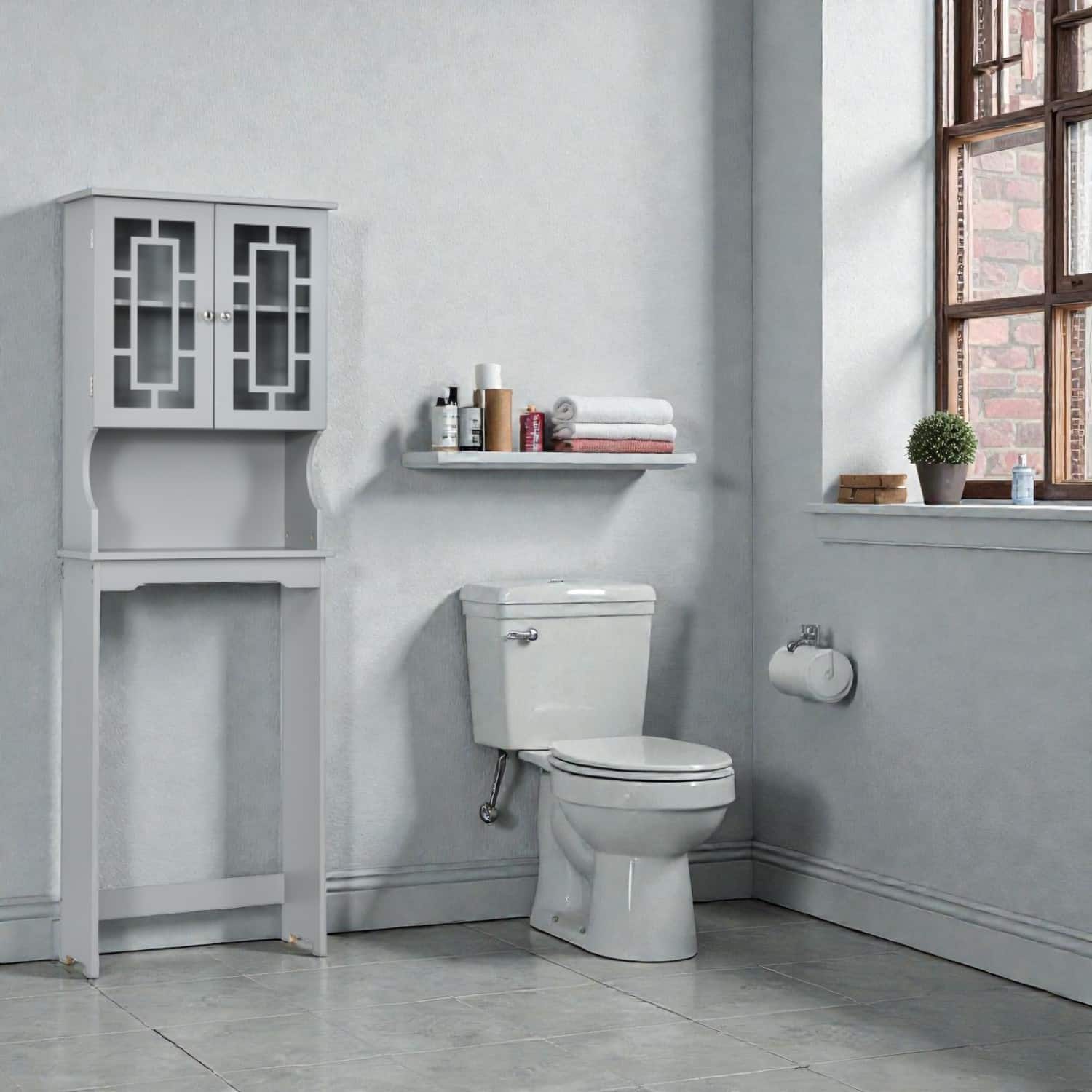 Hivvago - Bathroom Space-Saving Organizer with Adjustable Shelving - Gray