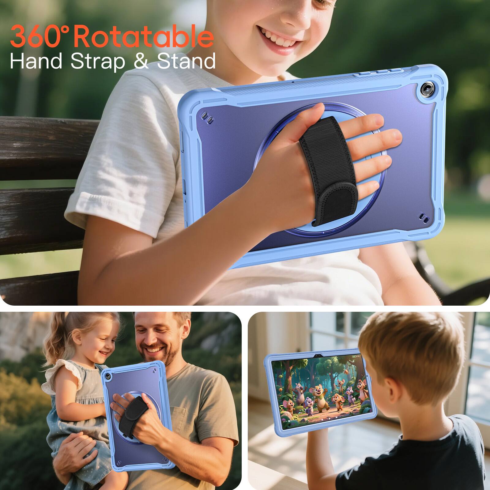 360° Rotatable Hand Strap & Stand