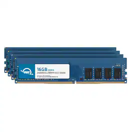 OWC - 64GB (4x16GB) DDR4 2400MHZ PC4-19200 CL17 2RX8 ECC Unbuffered UDIMM 1.2V 288-pin Workstation Server Memory RAM - Black Chips