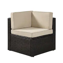 Crosley Furniture - Palm Harbor Wicker Corner Outdoor Sectional Chair - Sand
