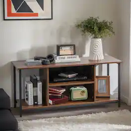 Kadyn - Entertainment Centers,TV Stands,Mid-Century TV stand Media Console Table with Adjustable Shelf - Brown