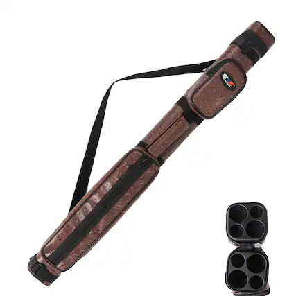 Front. GSE Games & Sports Expert - 2x2 Square Hard Billiard Pool Cue Stick Carrying Case, Billiard Cue Case - Brown - Brown.