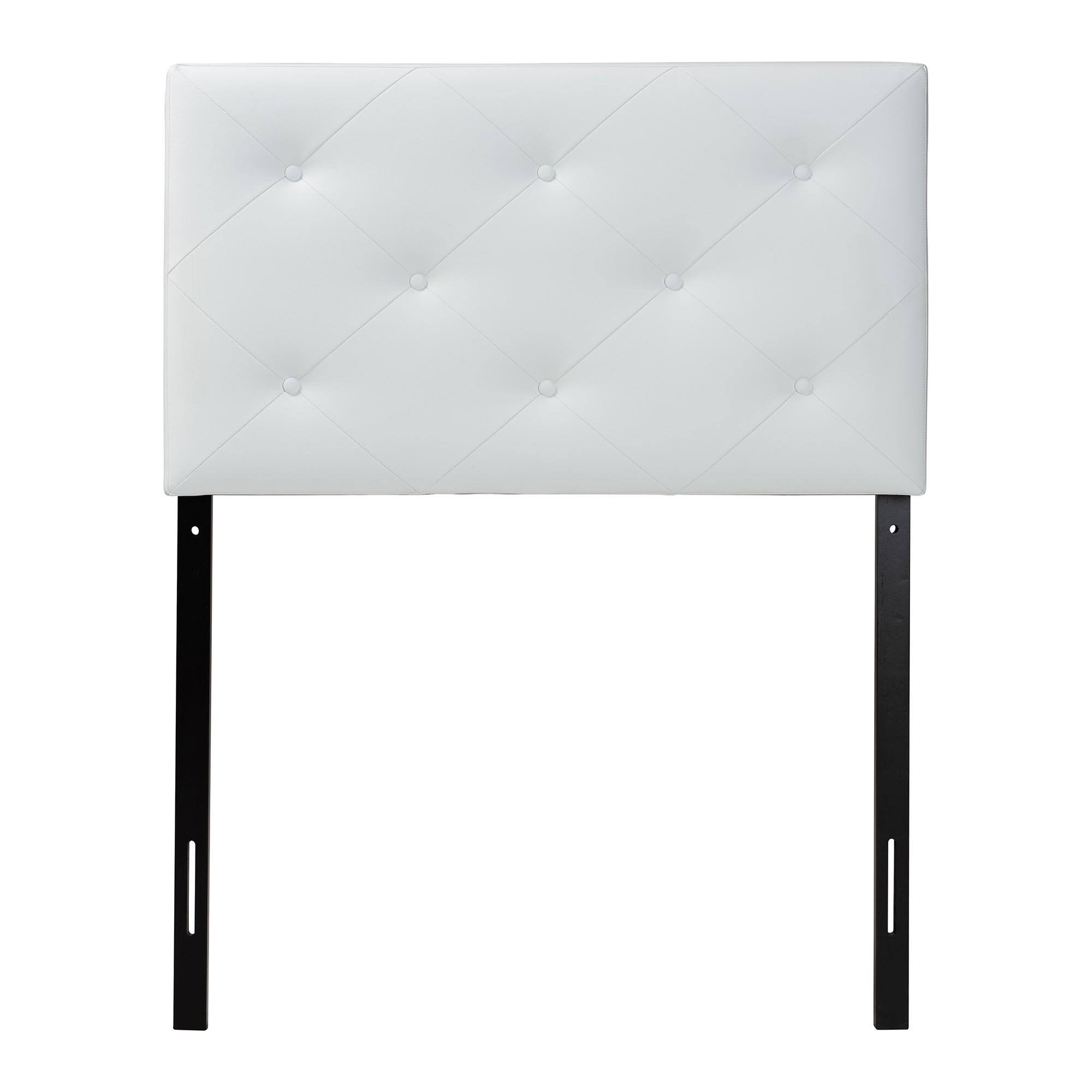 Angle. Baxton Studio - Baltimore Modern and Contemporary Faux Leather Upholstered Twin Size Headboard - White.