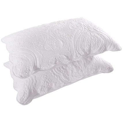 Front. Fabibe - Quilted Pillow Shams Set Of 2 Decorative Microfiber King Size Bed Soft Breathable Covers With Envelope Closure (light - White-36" x 20" (Pack of 2).