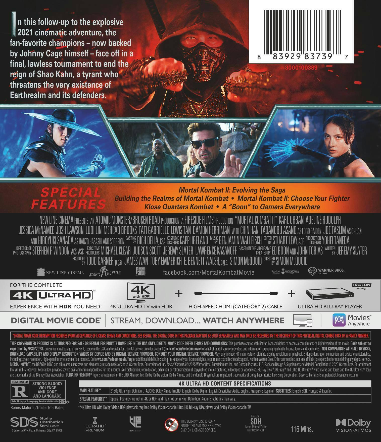 Back. Mortal Kombat II (4K Ultra HD + Digital) [UHD].