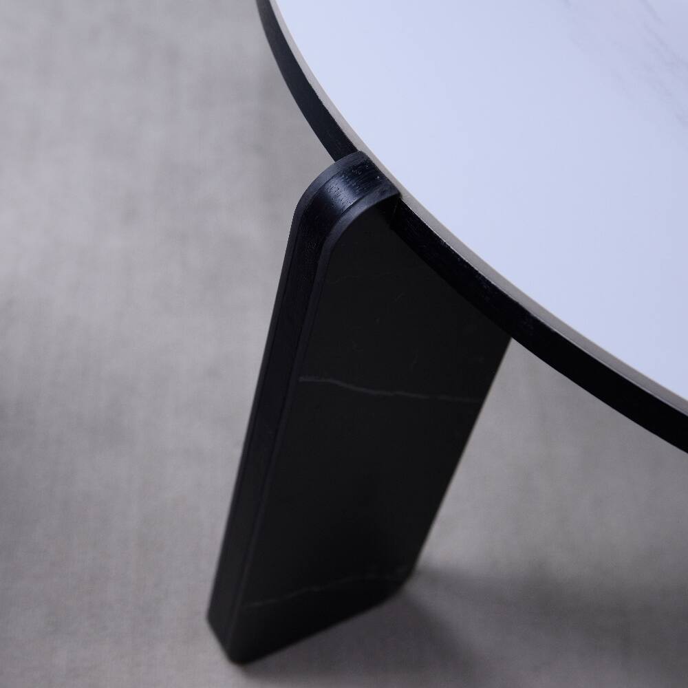 Alt View 7. Loheer - Loheer Set of 2 Round Nesting Coffee Table White Sintered Stone - White.