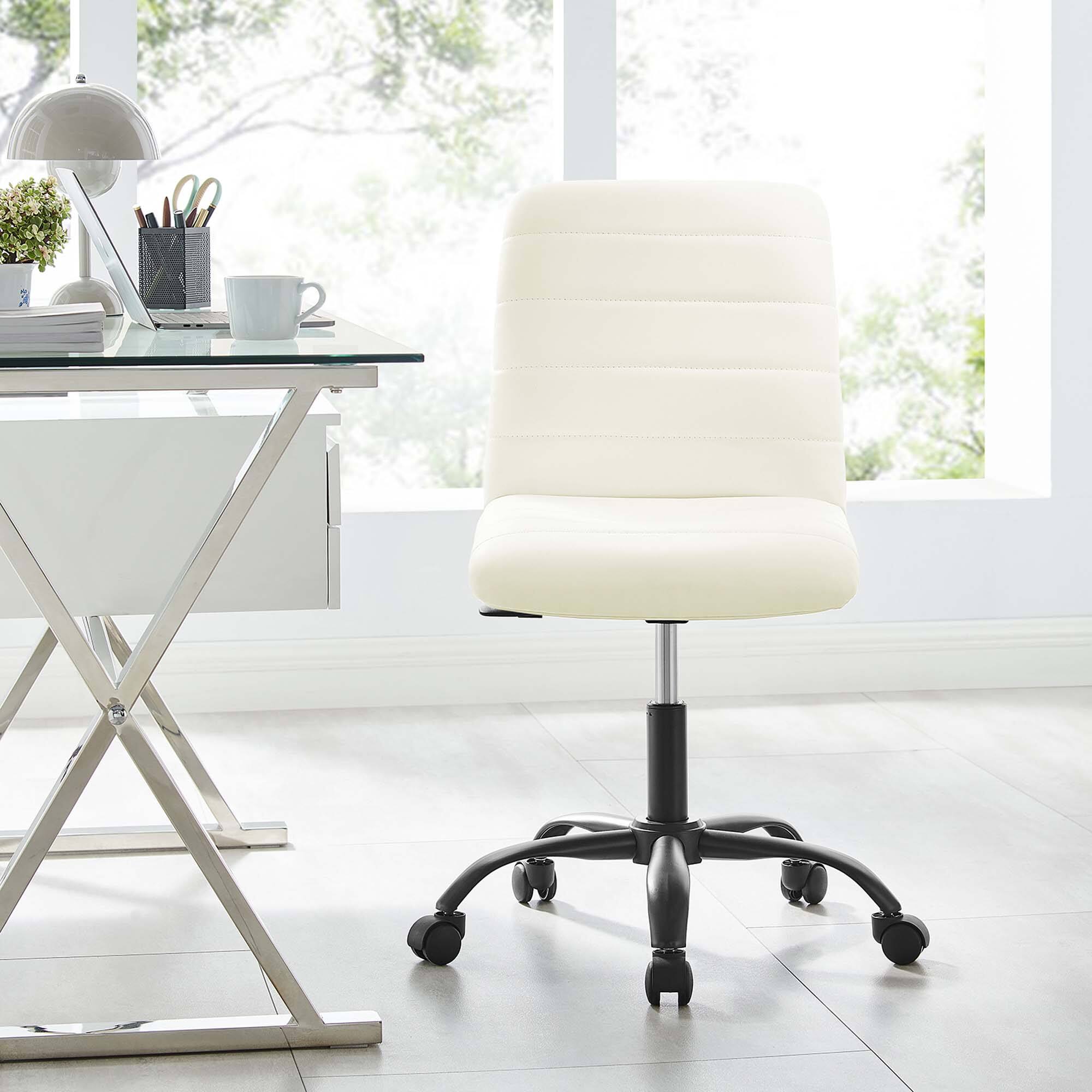 Alt View 1. Modway - Ripple Armless Vegan Leather Office Chair by Modway - Black White.