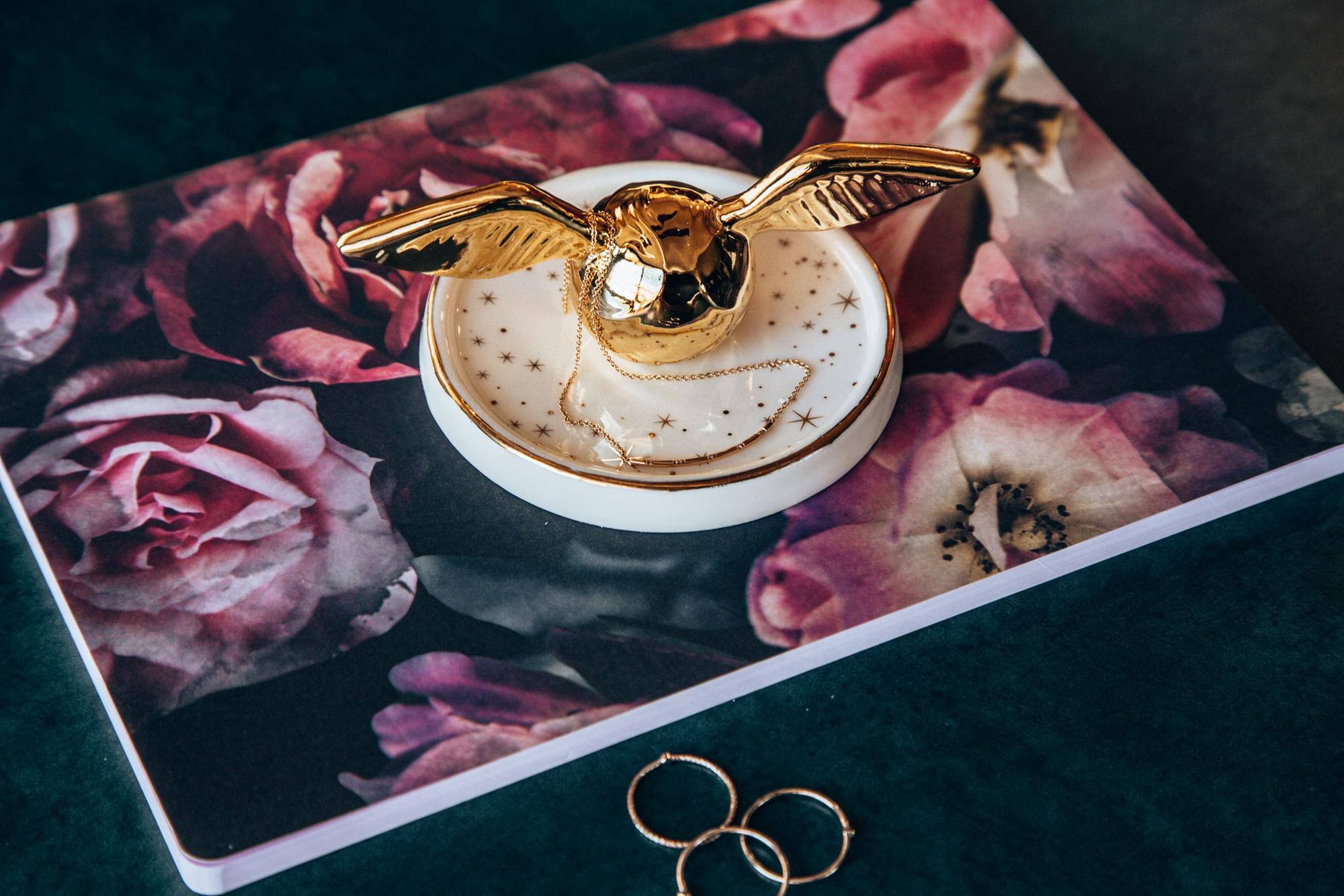 Alt View 2. Ukonic - Harry Potter Golden Snitch Ceramic Trinket Tray | 4 Inches - Gold.