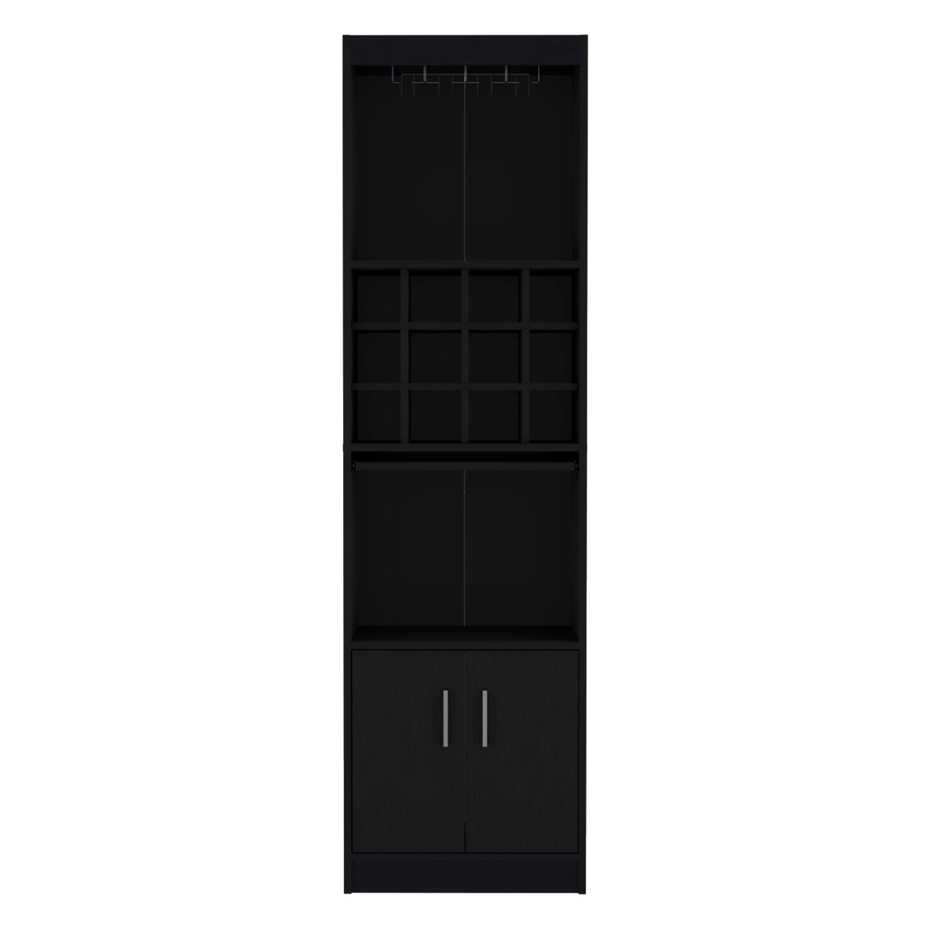 Alt View 3. TuHome - Kevil Tall Bar Cabinet 5-Tier Modern Bar Cabinet with Glass Holder Stemware Rack, Wine Cabinet and Liquor Cabinet. - Black.
