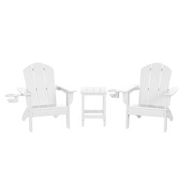 WestinTrends - Malibu 3-Piece Kids HDPE Adirondack Chairs Set with Square Side Table and Cup Holders - White