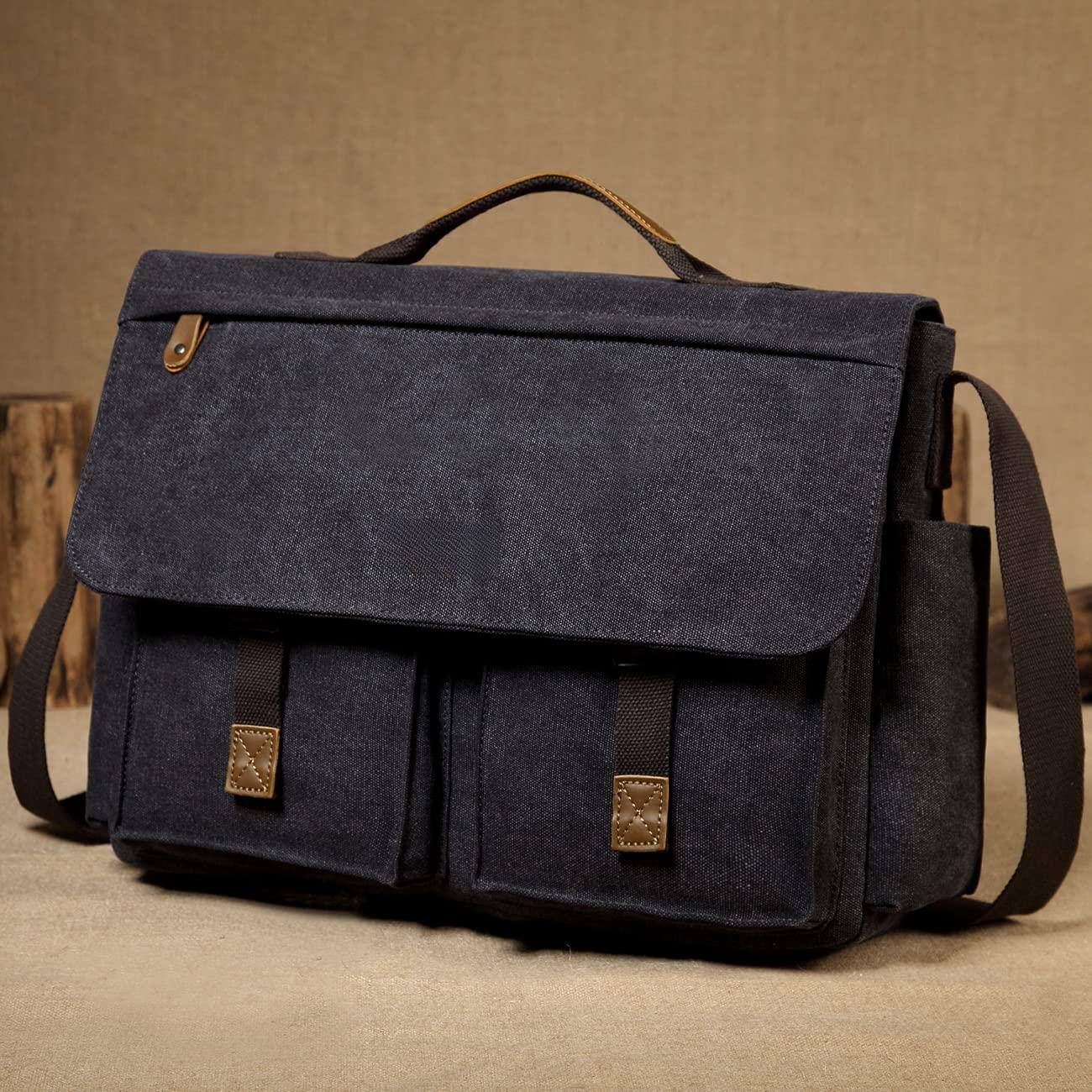 Alt View 9. Skar Audio - Messenger Bag For Men Vintage Water Resistant Canvas Satchel 14 15.6 Laptop Briefcase VINATGEWATER RESISTANT: - 15.6inch-camel.