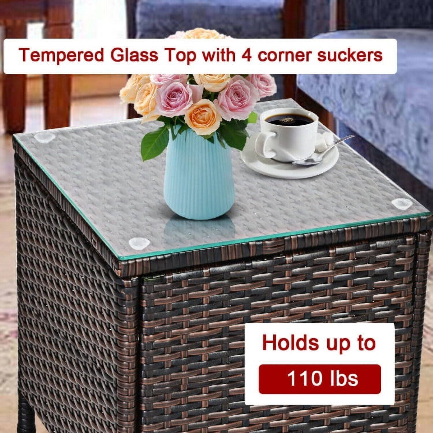 Tempered Glass Top with 4 corner suckers  
Holds up to 110 lbs