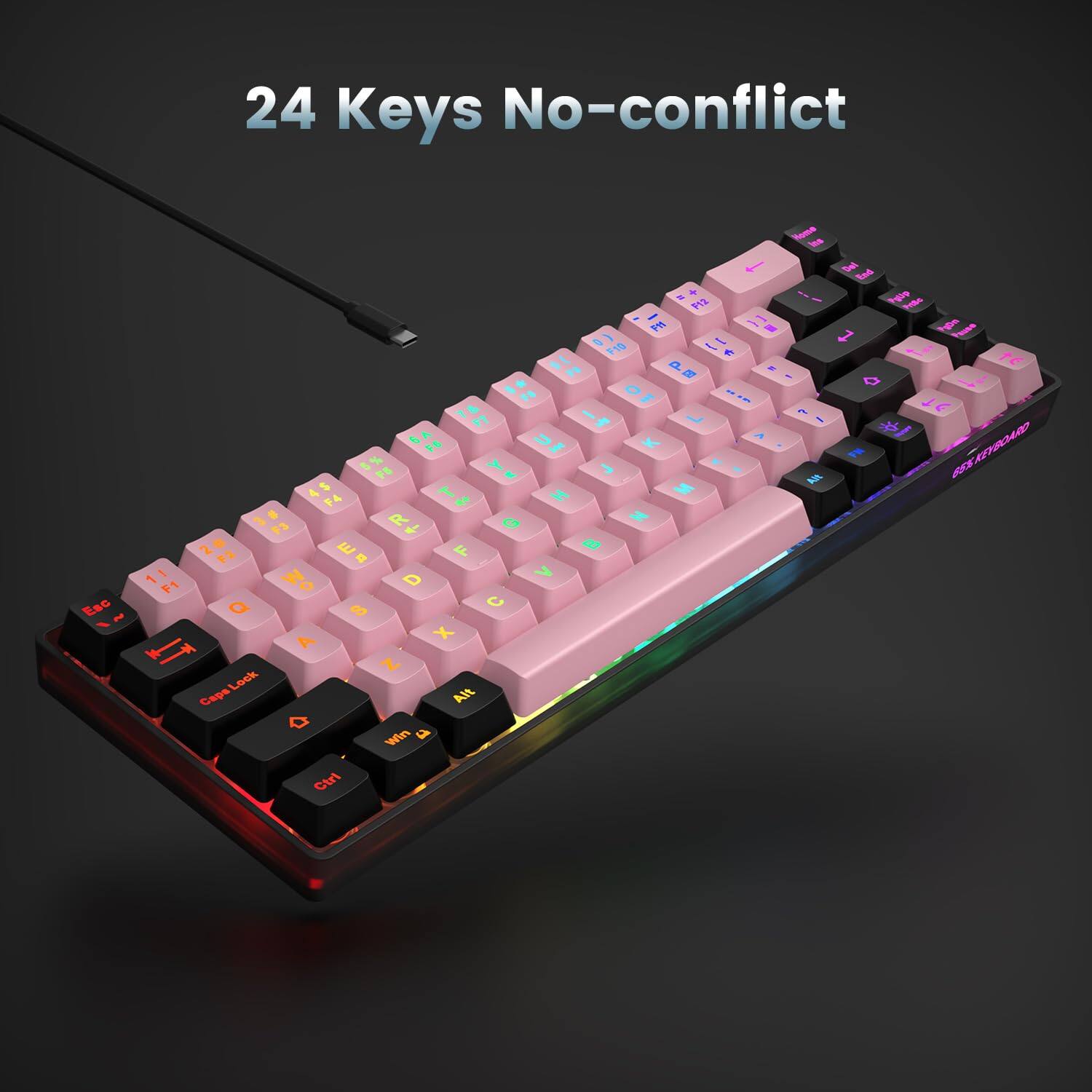 24 Keys No-conflict

Esc F1 F2 F3 F4 F5 F6 F7 F8 F9 F10 F11 F12

1 2 3 4 5 6 7 8 9 0 - = Backspace

Q W E R T Y U I O P [ ] \

A S D F G H J K L ; ' Enter

Z X C V B N M , . / Shift

Caps Lock A S D F G H J K L

Alt Win Ctrl