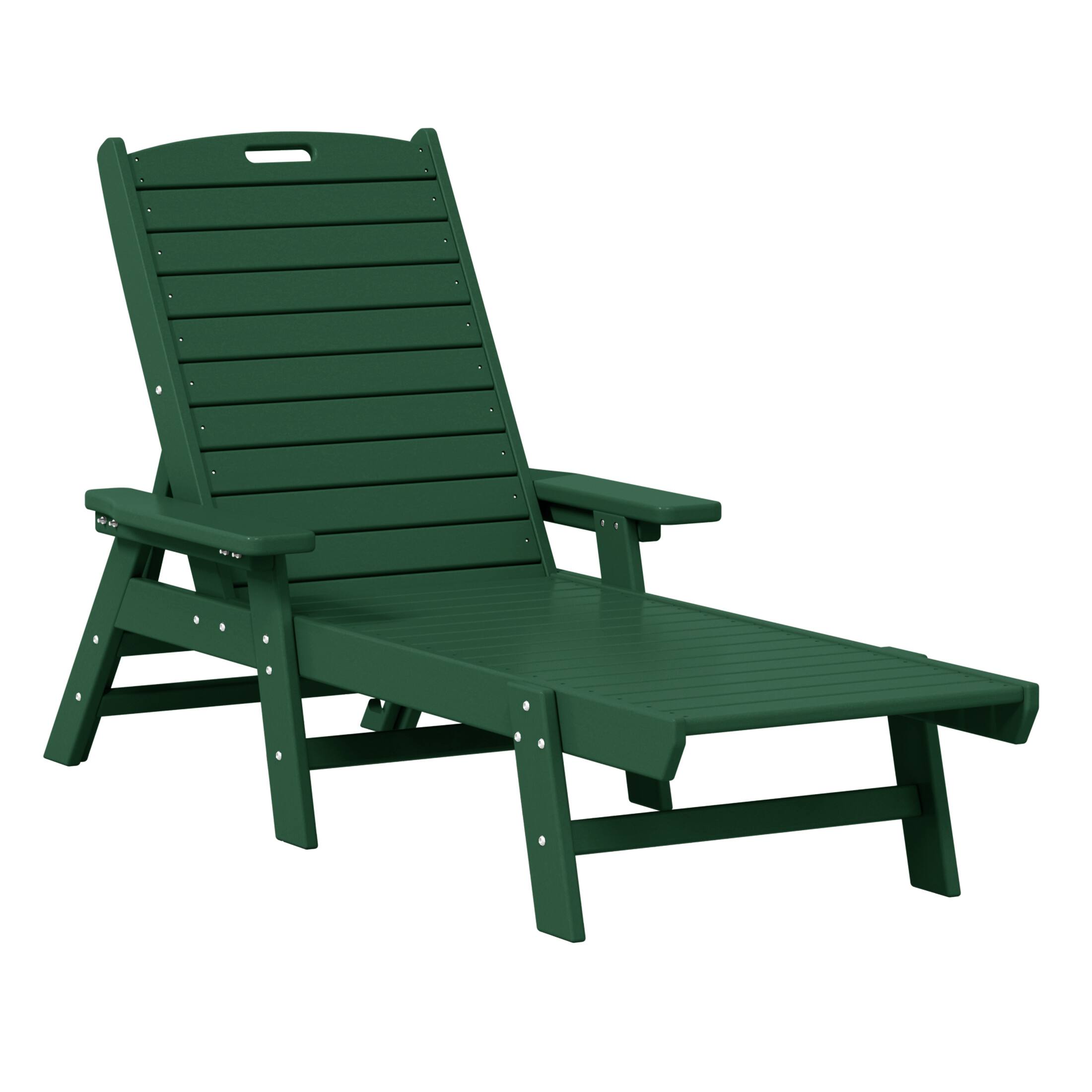 Left. WestinTrends - WestinTrends Malibu 3 piece Set Poly Adirondack Outdoor Chaise Lounges with Side Table - Dark Green.