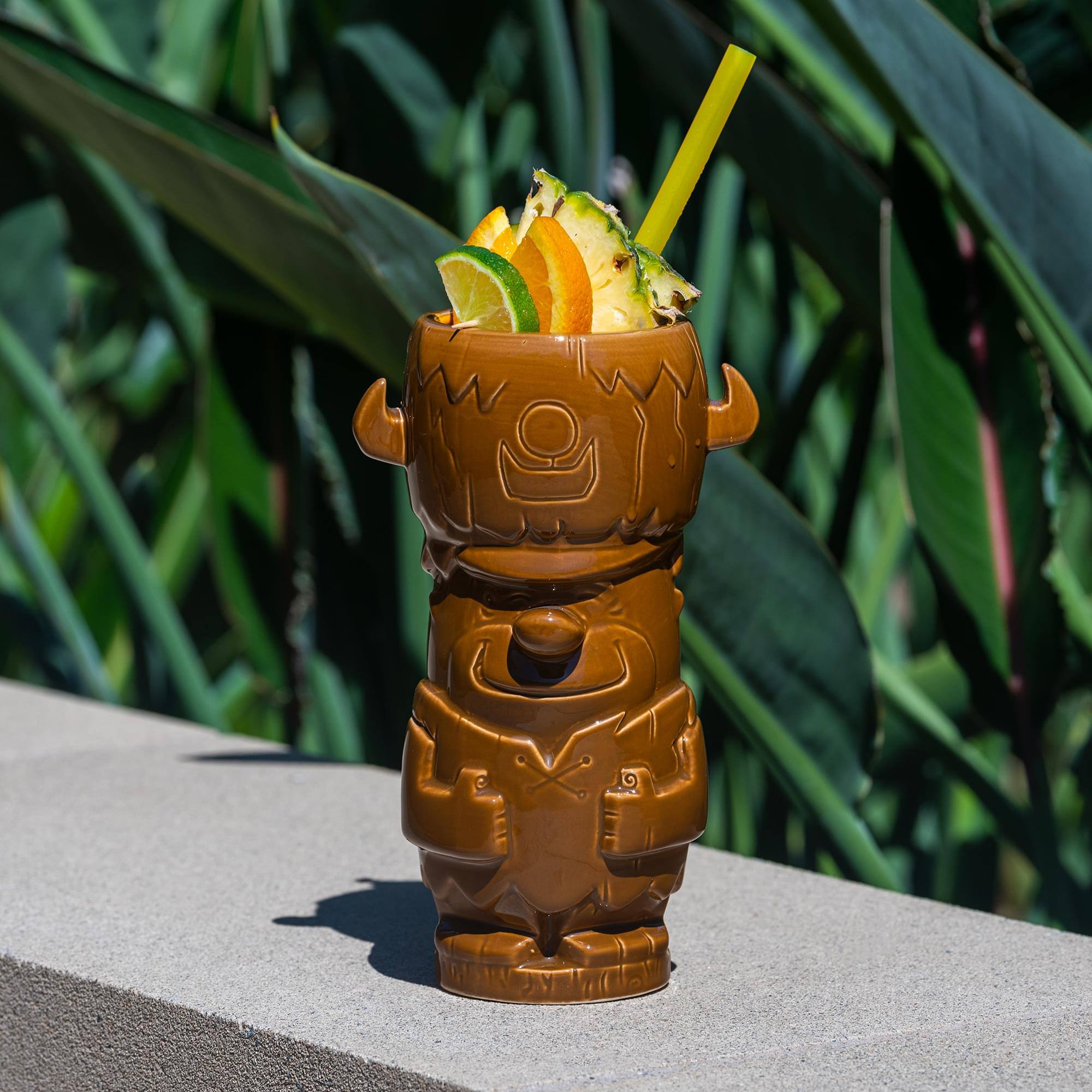 Alt View 4. ThinkGeek - Geeki Tikis The Flintstones Mug Set | Fred & Barney Tiki Mugs | Holds 28 Ounces - Orange.