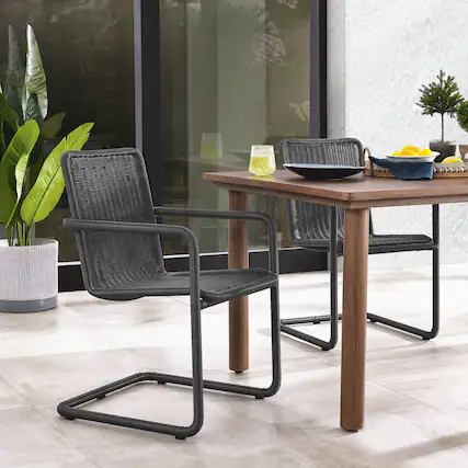 Front. Modway - Abacus Outdoor Patio Wicker Dining Chairs Set of 2 by Modway - Slate.