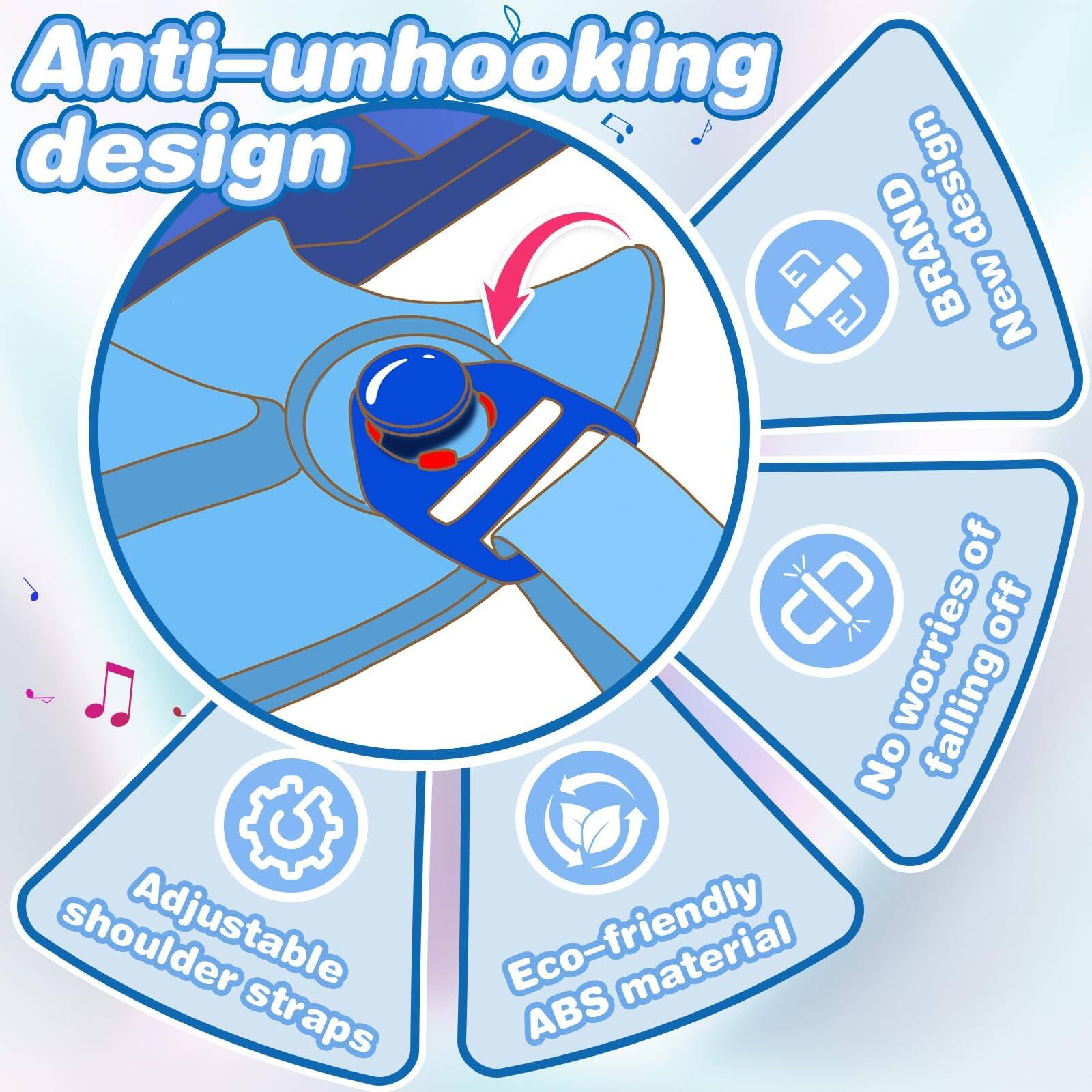 - Anti-unhooking design
- Adjustable shoulder straps
- Eco-friendly ABS material
- No worries of falling off
- New design
- EJ BRAND