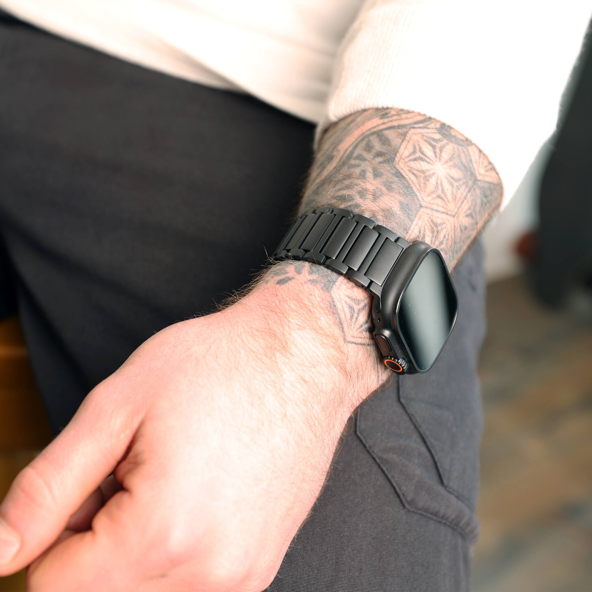 Alt View 3. Ultra Supply Co - Titan G4 Titanium Band for Apple Watch Ultra 3/2/1 - Black Titanium.