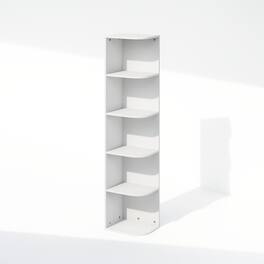 Furinno - Reed 5-Tier Space Saving Corner Storage Display Shelf, Bookshelf, White - White