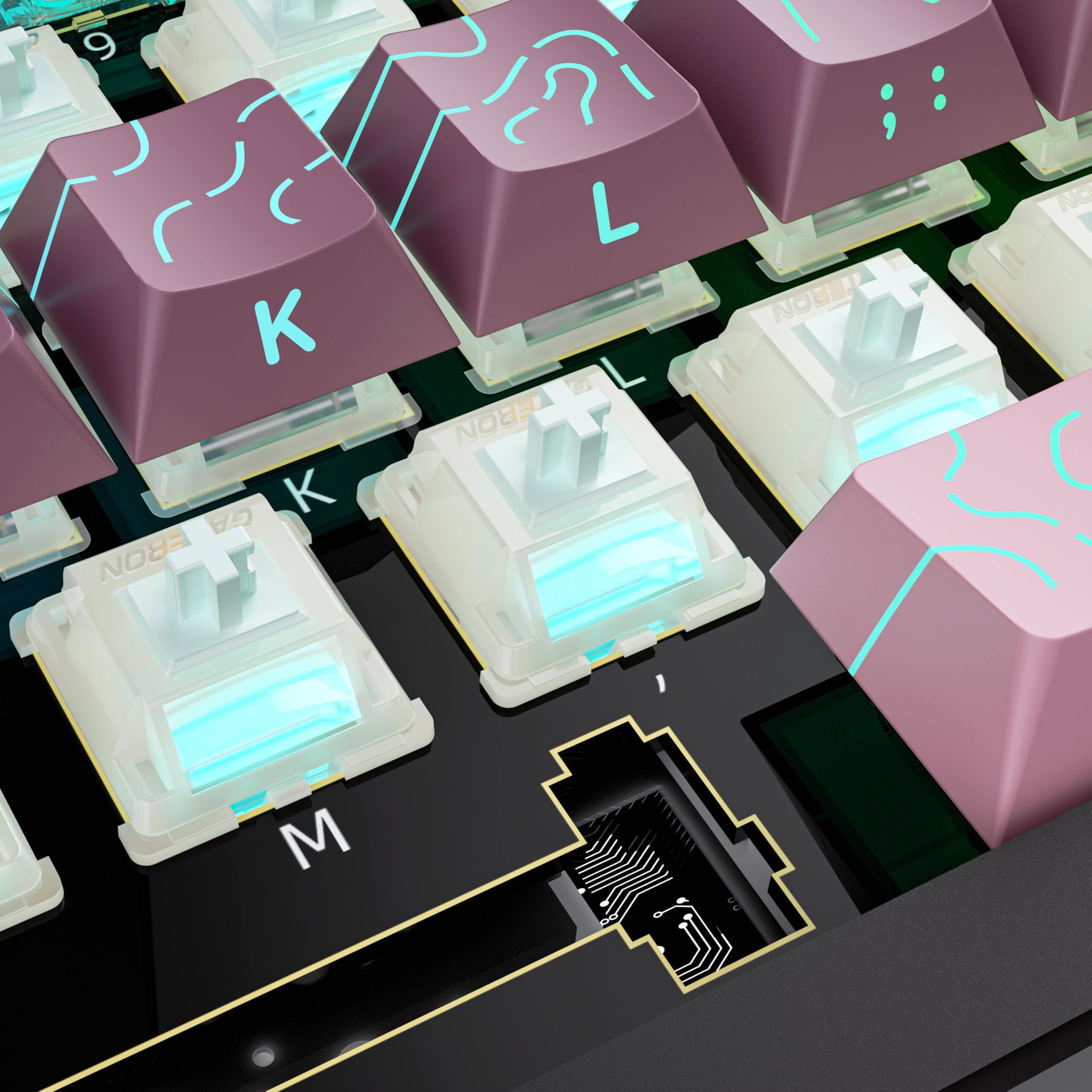 The text in the image appears to be a mix of letters and numbers. Here is the corrected and grouped text:

- 9
- K
- L
- M
- NOB
- NOB
- NOB