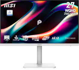 MSI - PRO MAX 271QPHW E14 27" QHD 2560 x 1440 144Hz Monitor with Adaptive Sync, HDR Ready, Adjustable Stand, HDMI, DisplayPort - White