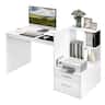 Costway - Computer Desk Laptop Table Writing Study Desk Home Office with Bookshelf & Drawers - White