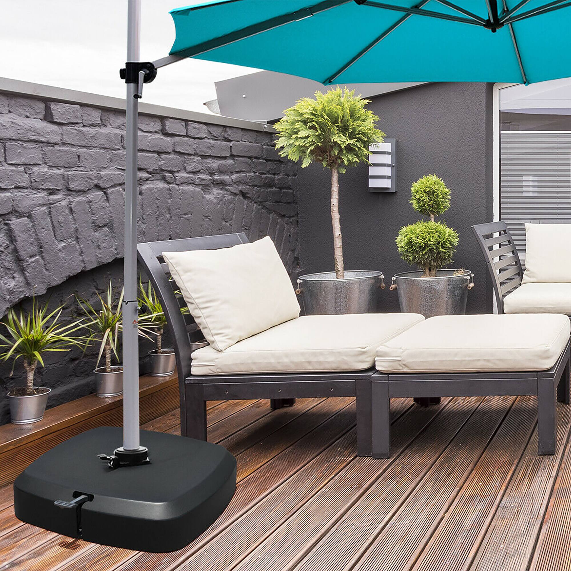 Alt View 5. Costway - 330LBS Umbrella Weight Base Water/Sand Filled Offset Umbrella Foot Pedal W/Wheel - Black.
