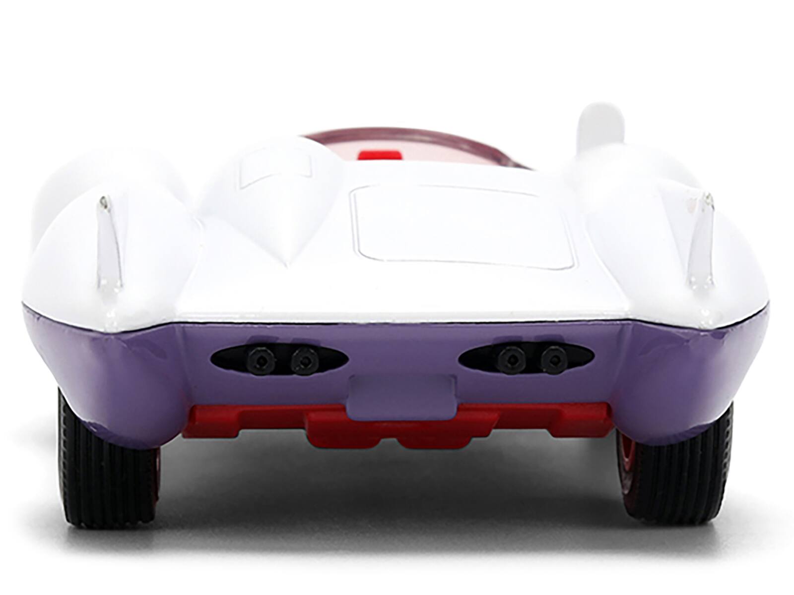 Alt View 6. Jada - Mach 5 White with Red Stripes and Interior "Speed Racer" (1967) TV Series "Anime Hollywood Rides" 1/32 Model Car by Jada.