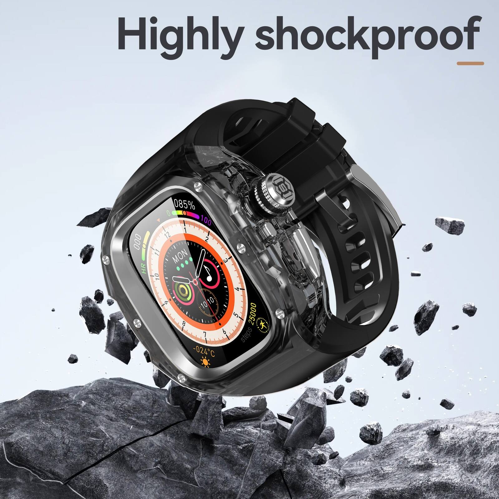 Highly shockproof

085% 100 000 2 12 2 11 MON 3 HR ... 10 - 10 b Fti 1010 10 E 6 5 25000 7 6 steps -024C (S)
