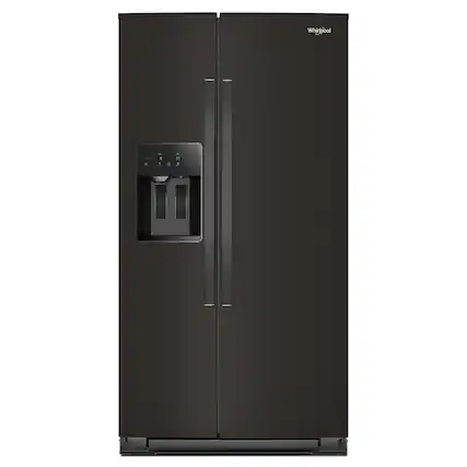 Front. Whirlpool - 28.7 Cu. Ft. Side-by-Side Refrigerator with TruCool System - Black Stainless Steel.