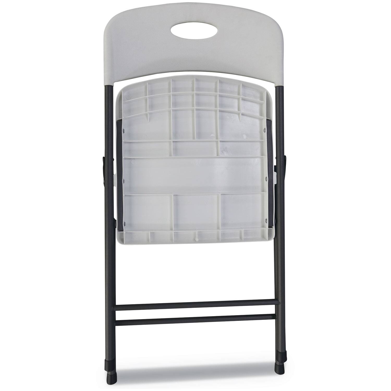 Front. Alera - Molded Resin Folding Chair, Supports Up to 225 lb, 18.19" Seat Height, White Seat, White Back, Dark Gray Base, 4/Carton - White.