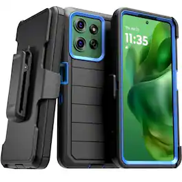 RomeTech - Defender Case for Motorola Moto G Power (2025) - Black / Blue