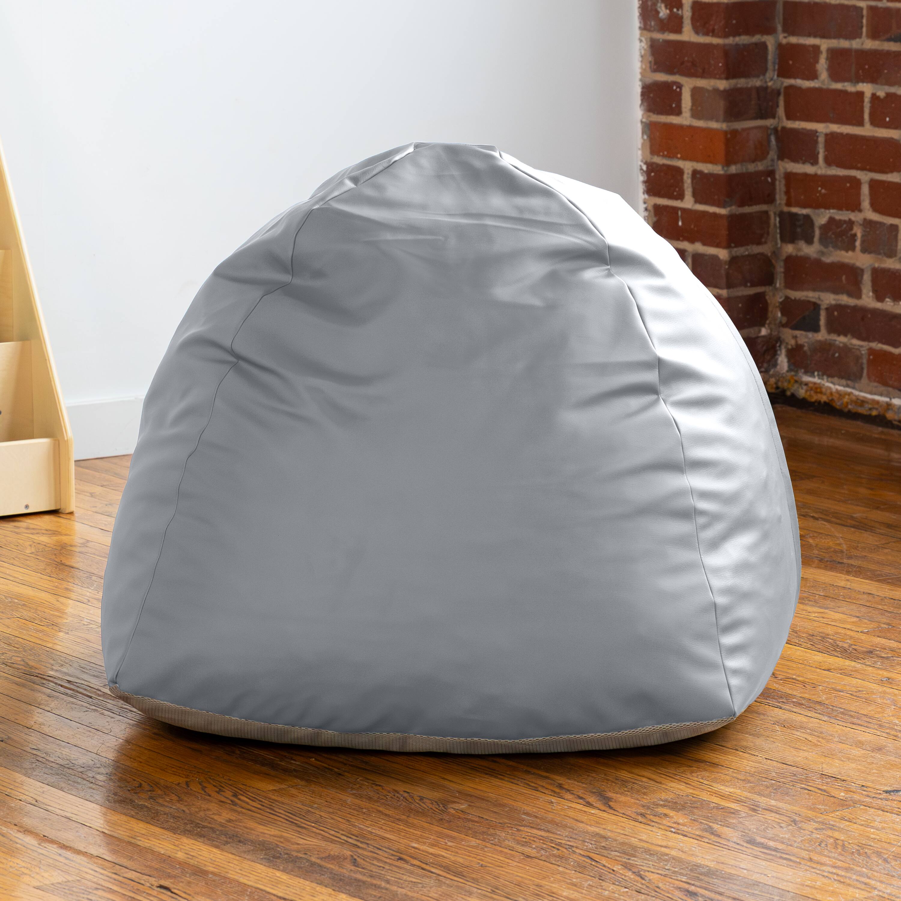 Alt View 1. Jaxx - Jaxx Gumdrop Jr. Kids Bean Bag for Early Childhood & Educational Environments, Premium Vinyl - Submarine Grey - Submarine Grey.