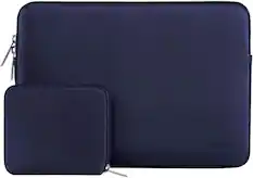 Front. mosiso - 14 inch Neoprene Laptop Sleeve with Small Accessory Pouch - Navy Blue.
