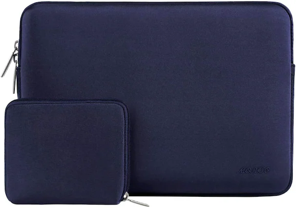 Front. mosiso - 16 inch Laptop Sleeve with Neoprene Padding and Small Accessory Pouch - fits 15–16 inch Notebooks - Navy Blue.