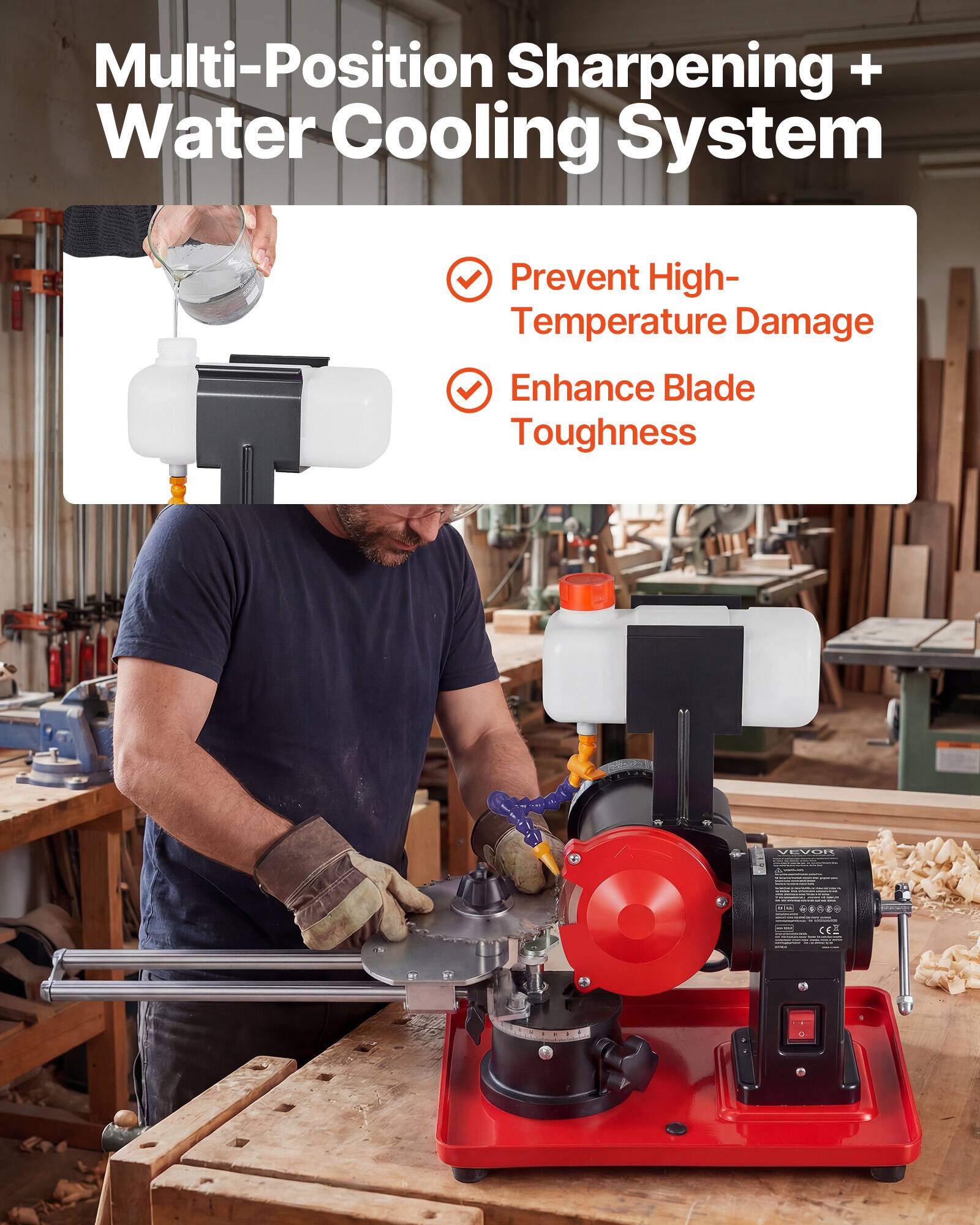Multi-Position Sharpening + Water Cooling System

- Prevent High-Temperature Damage
- Enhance Blade Toughness