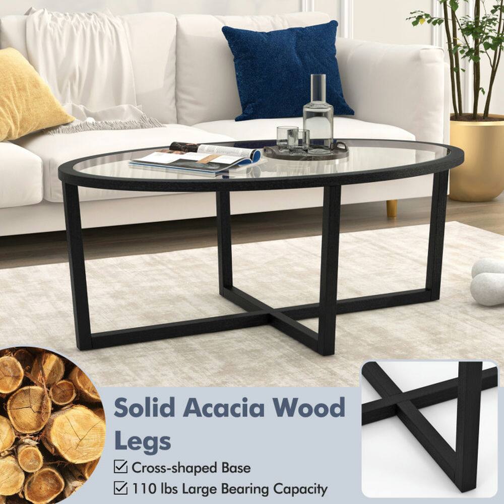 Solid Acacia Wood Legs  
- Cross-shaped Base  
- 110 lbs Large Bearing Capacity