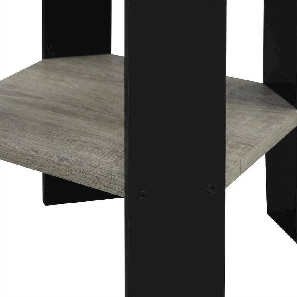 Alt View 2. FurniFact - Grey Oak and Black Finish Side End Table for Living Room - Grey Oak/Black.