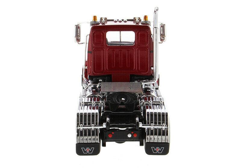 Alt View 2. Diecast Masters - Western Star 4700 SF Tandem Day Cab Tractor Metallic Red 1/50 Diecast Model by Diecast Masters.