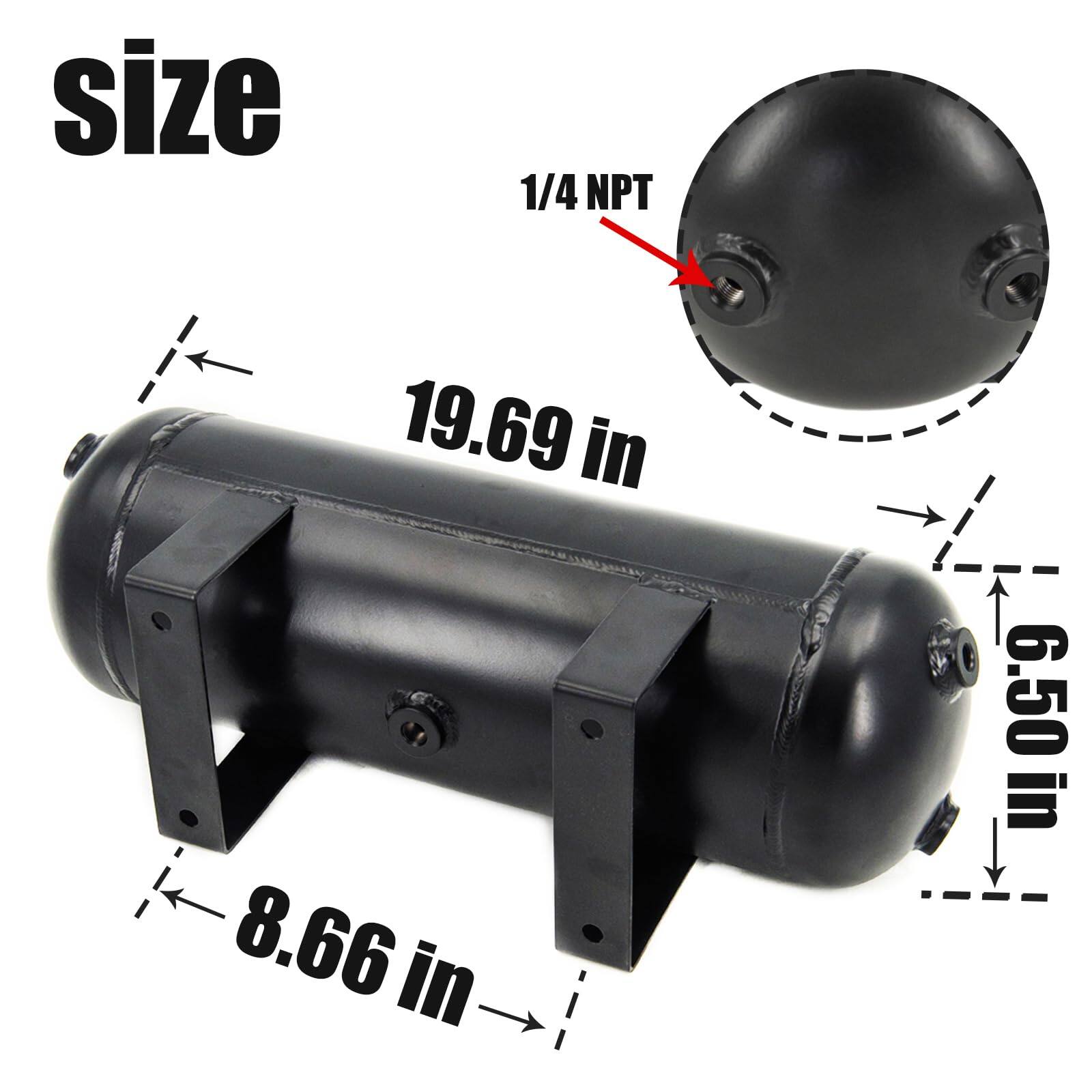 size  
1/4 NPT  
19.69 in  
8.66 in  
6.50 in