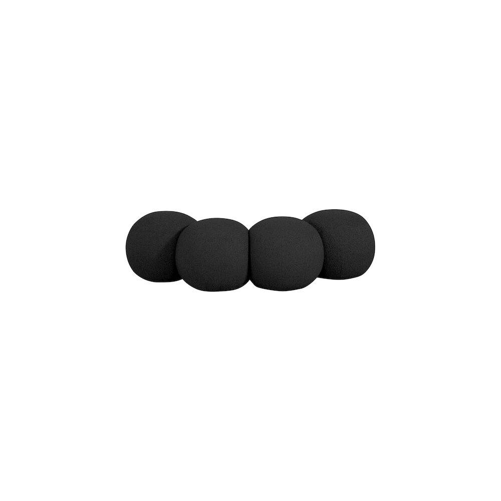 Alt View 3. Meridian Furniture - Apollo Black Boucle Fabric Bench - Black.