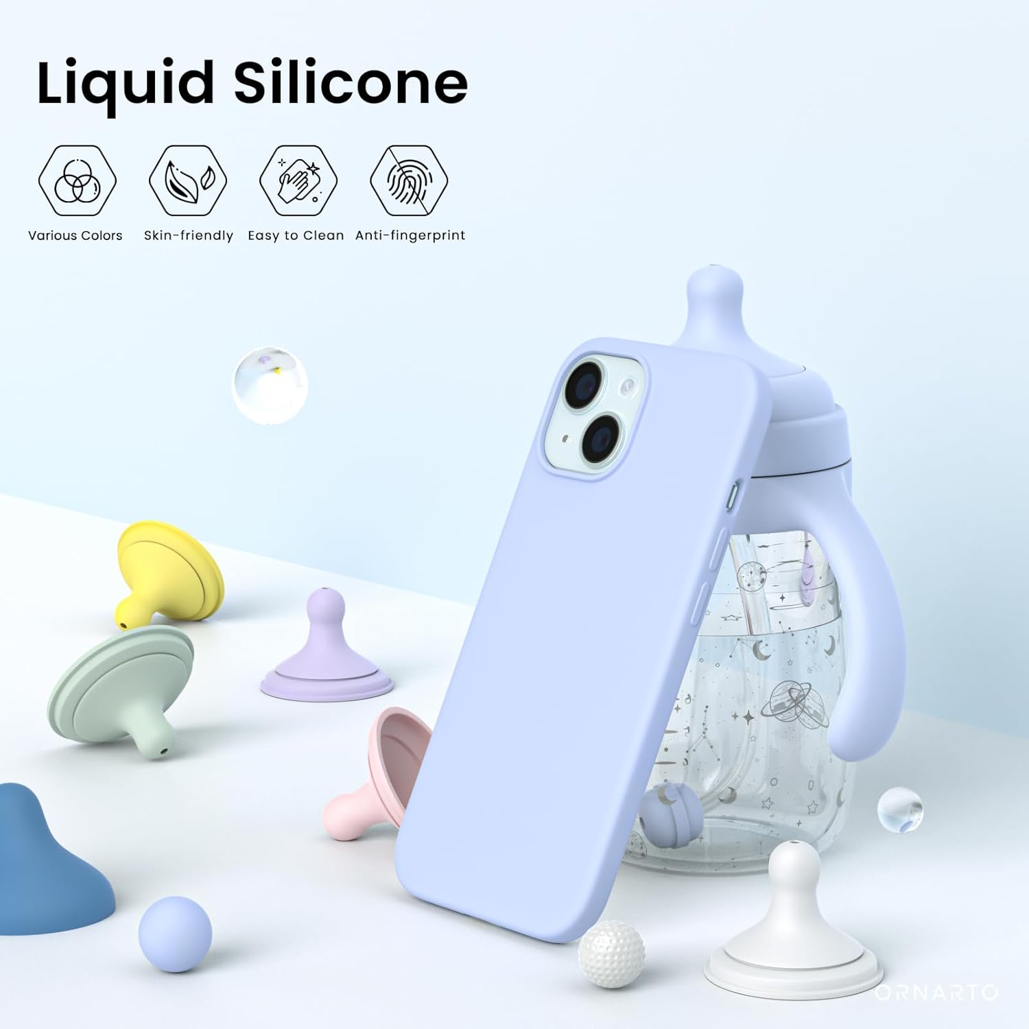 Liquid Silicone Various Colors Skin-friendly Easy to Clean Anti-fingerprint ORNARTO