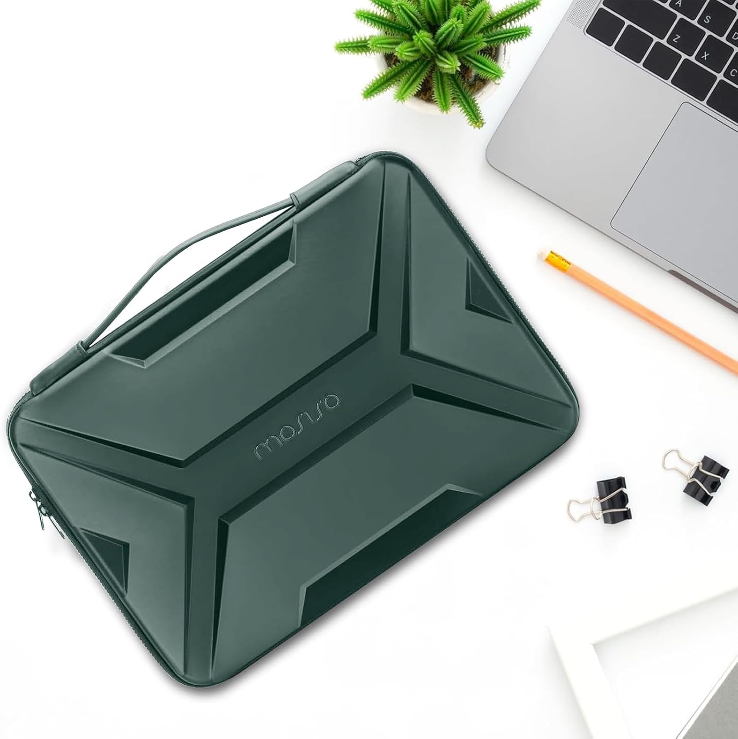 Alt View 3. mosiso - Laptop Sleeve 15-15.6 inch Waterproof Shockproof EVA Hard Shell Laptop Case for MacBook Pro 16 HP Dell - Emerald Green.