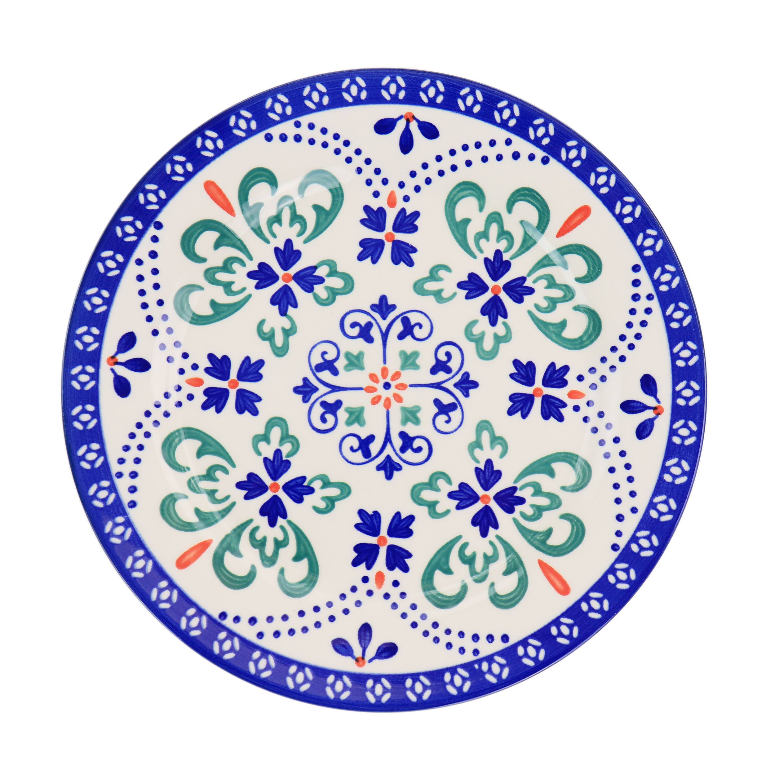 Alt View 3. Laurie Gates - Laurie Gates California Designs Tierra Star 12 Piece Hand Painted Dinnerware Set in Blue - White/Blue/Green/Red.