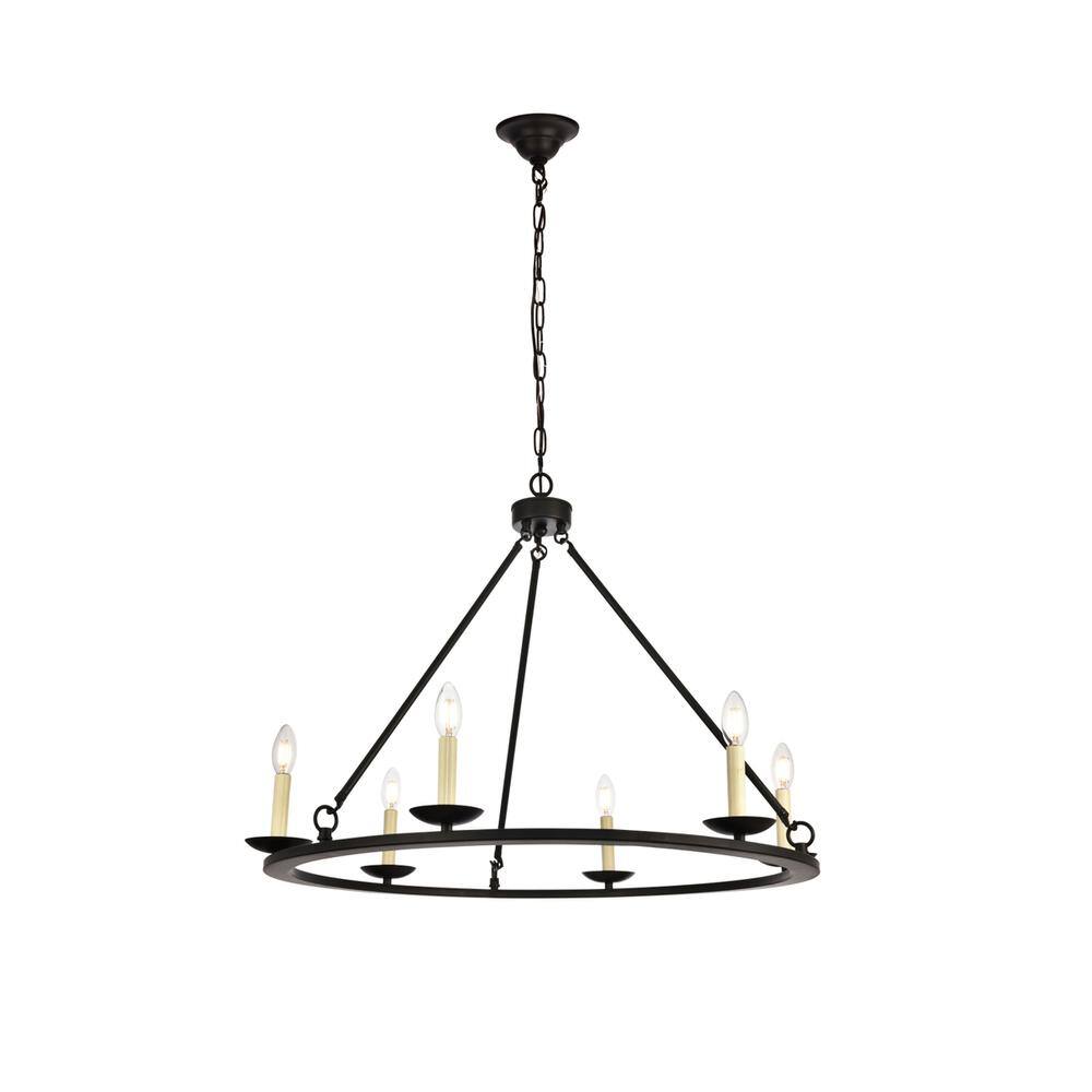 Alt View 1. Living District - Maine Collection Chandelier D32.4 H23.25 Lt:6 Black Finish - Black.