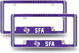 Rico Industries - Stephen F. Austin NCAA Lumberjacks (Set of 2) Chrome Metal License Plate Frames with Bold Full Frame Design - Multi