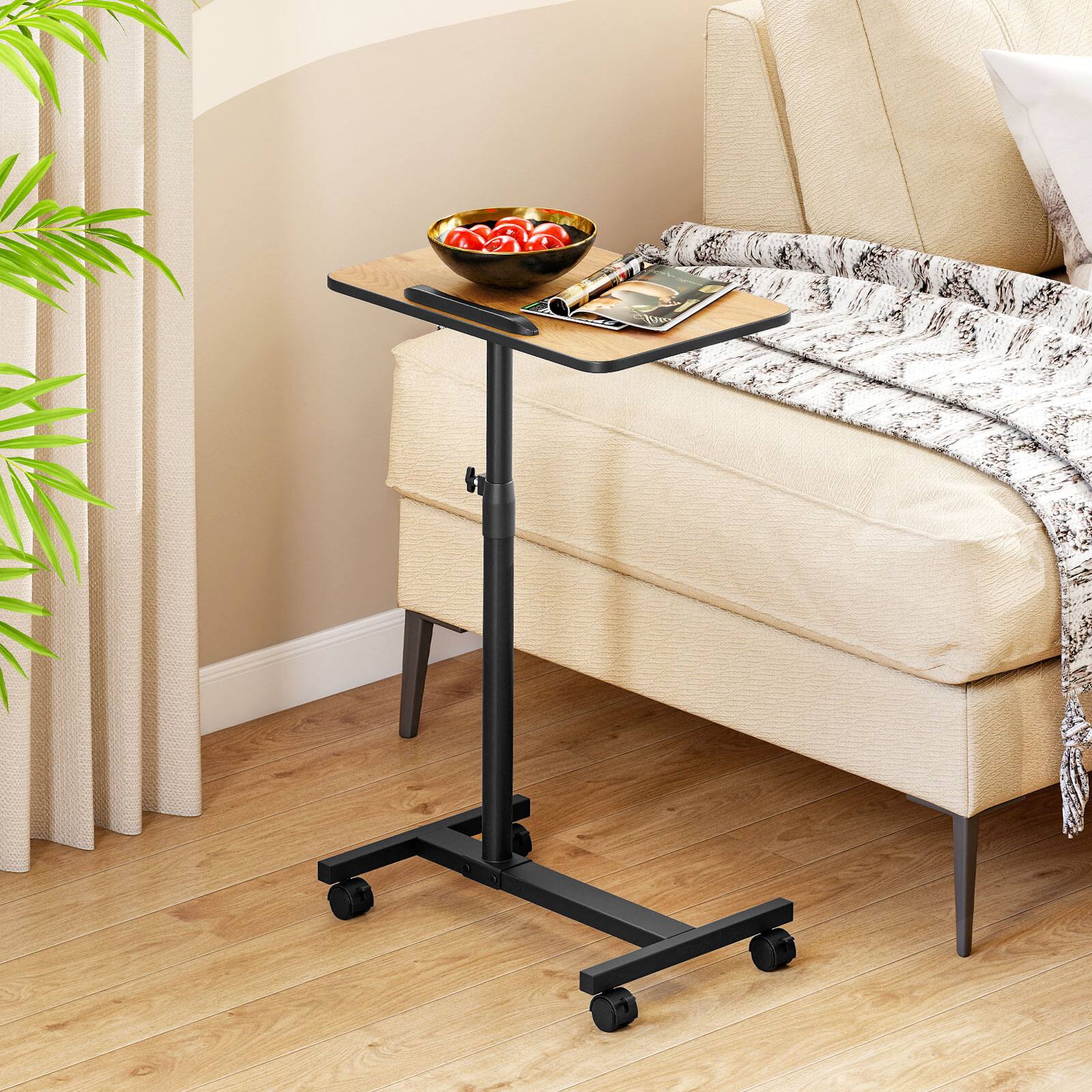 Alt View 3. Gymax - Gymax C-Shaped End Table Height Adjustable Side Table w/ Tilting Top - Natural.