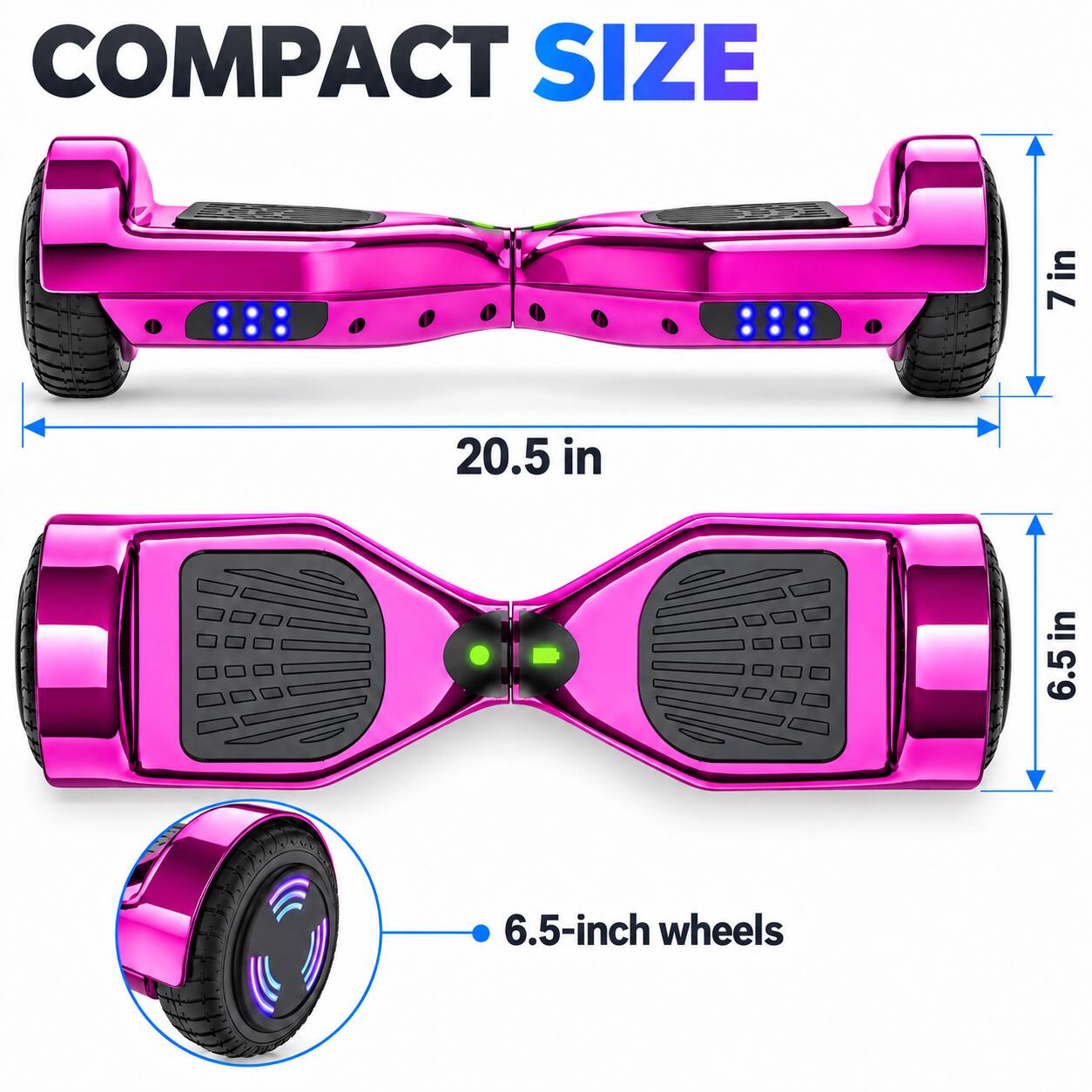 COMPACT SIZE  
20.5 in  
7 in  
6.5 in  
6.5-inch wheels