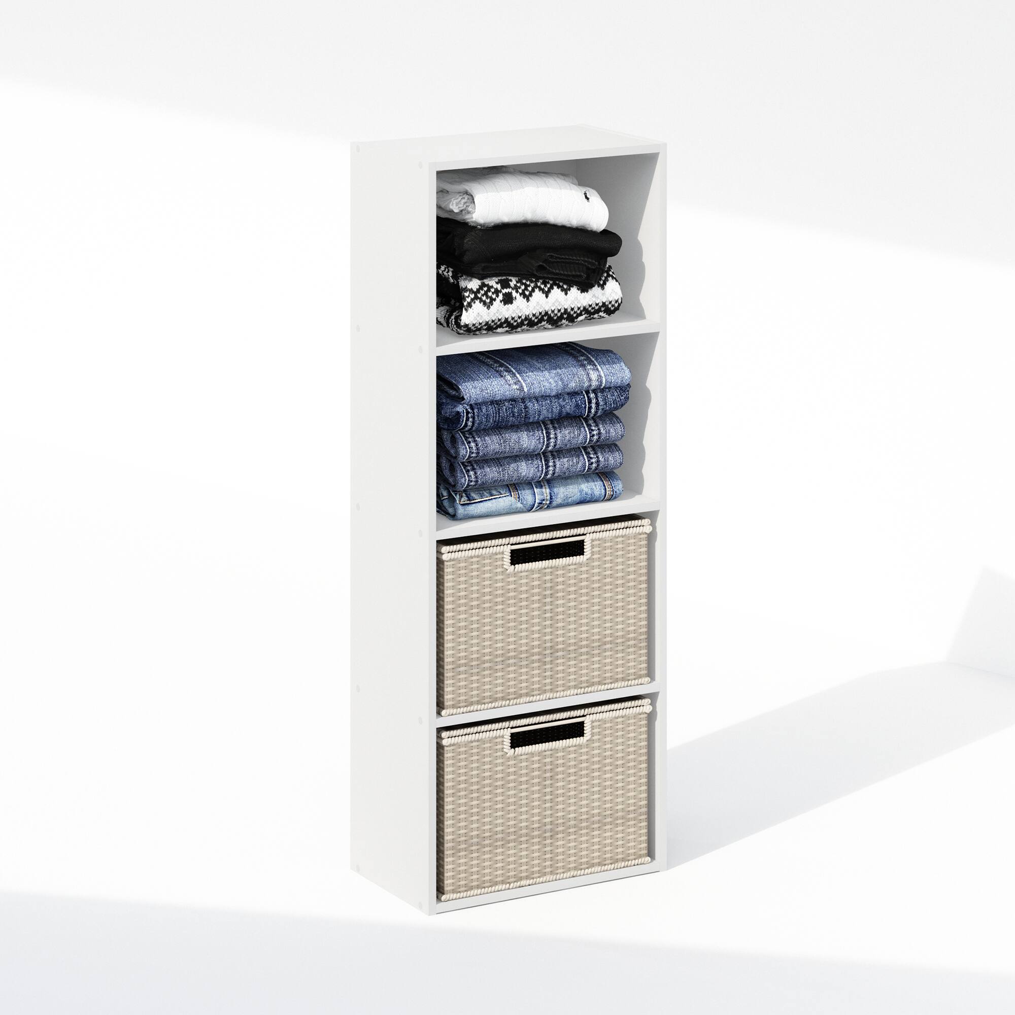 Alt View 3. Furinno - Reed 4-Tier Open Shelf Multipurpose Closet & Clothing Storage, Storage Organizer - White.