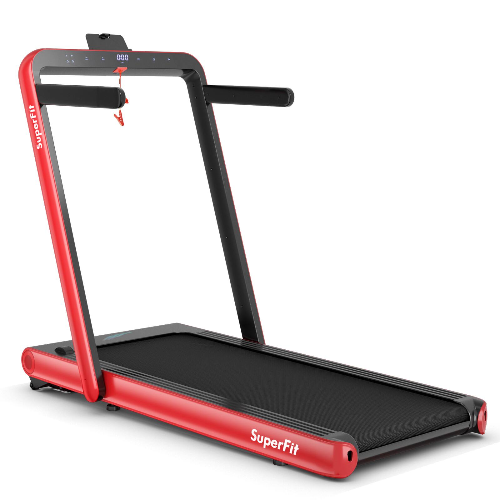 Costway - 4.75HP 2 In 1 Folding Treadmill W/Remote APP Control - Red